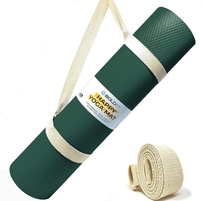 Boldfit Yoga Mats For Women and Men Exercise For Home Workout Gym Anti Slip EVA Material Yoga Mat 4Mm For Kids Gym Mats - Green