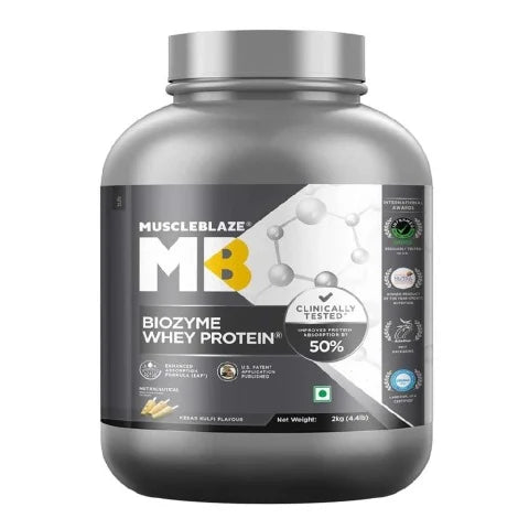 MuscleBlaze Biozyme Whey Protein, 2 kg (4.4 lb), Kesar Kulfi