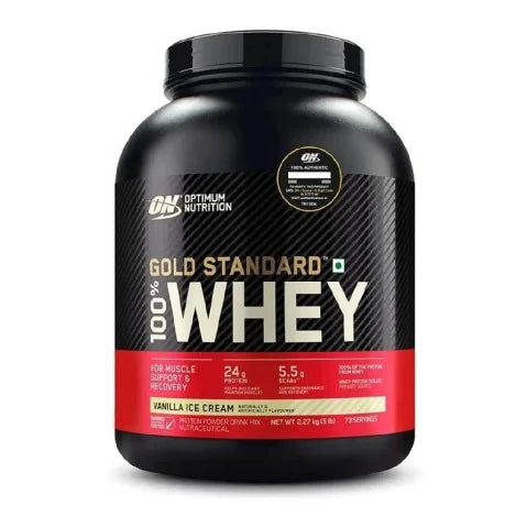ON (Optimum Nutrition) Gold Standard 100% Whey Protein, 2.27 kg (5 lb), Vanilla Ice Cream