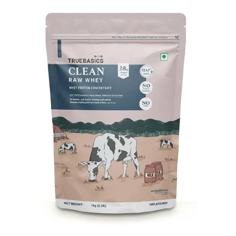 TrueBasics Clean Raw Whey Concentrate, 1 kg (2.2 lb)