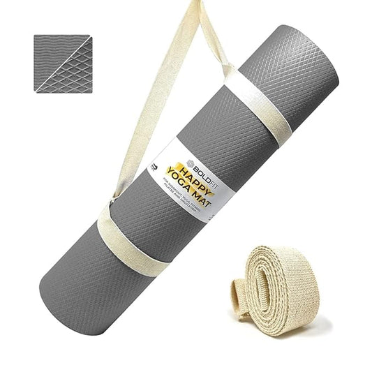 Boldfit EVA Yoga Mats For Women Yoga Mat For Men Exercise Mat For Home Workout Gym Anti Slip 4mm Workout Mats - Grey